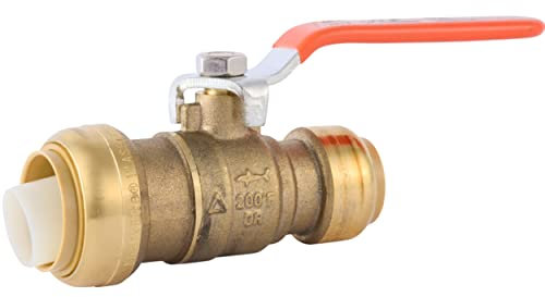 SharkBite 1 Inch x 3/4 Inch Ball Valve, Push to Connect Brass Plumbing Fitting, Water Shut Off, PEX Pipe, Copper, CPVC, PE-RT, HDPE, 22993LF