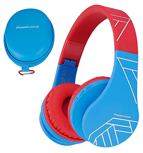 Bluetooth Headphones for kids, PowerLocus Wireless Foldable Headphones Over Ear, Headphone with Microphone, 85DB Volume Limit, Wireless &Wired Headset with Micro SD/TF for Smartphone/Online Class/iPad