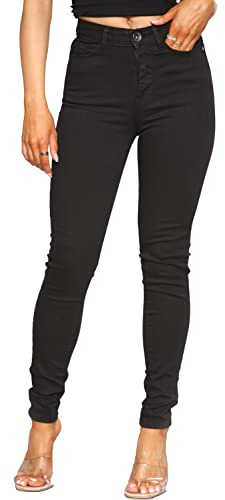 989Zé ENZO EZL416 Womens Jeans Skinny Stretch Trousers Ladies Denim Slim Fit Pants with Pockets All Waist Sizes UK 8-20 (20, Black)
