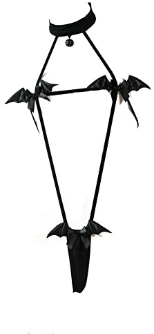JasmyGirls Anime-underkläder, sexig djävul, cosplay-dräkt, halloween, mikrobikini, kawaii, bh, trosa, japansk fladdermus, slingshot, gotisk outfit, svart