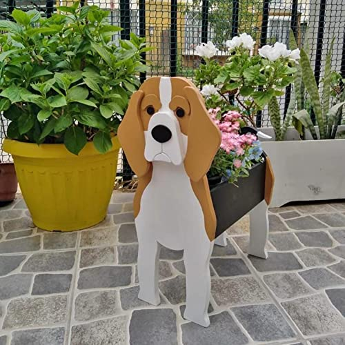 Tauzveok Pflanze Holz blumenkübel,Hund blumentopf, pflanzgefäße für draussen deko, für gartendeko, Kakteen, Büro, Perfekte Geschenkidee blumentöpfe,Beagle