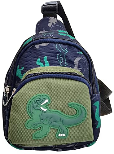 Gürteltasche Jungen, Gürteltasche Kinder, Gürteltasche Verstellbarem, für Alltag, Schule, Reisen, Party, Sport (Blau mit Grün, Dinosaurier)