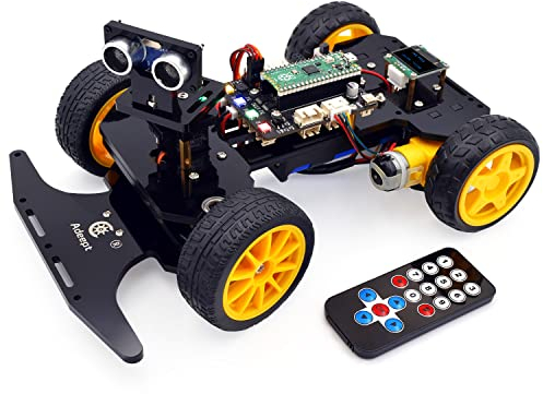 Adeept Smart Car Kit für Raspberry Pi Pico, Linienverfolgung, Hindernisvermeidung, buntes Licht, OLED-Display, DIY STEM IR ferngesteuertes pädagogisches Roboter-Auto-Set mit Tutorials
