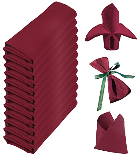 Gohytal Stoffserviette 48×48cm,12er Hochwertige Rot Servietten Weinrot Textil Servietten Weiche Bequem Bügelleicht für Geburtstag Hochzeit Bar Cafés Hote Kommunion Tischdekoration