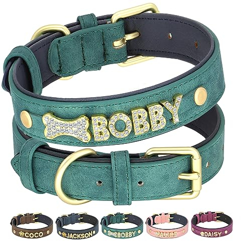 PET ARTIST personalisiert Leder Kristall Hundehalsband mit Bling Name Buchstaben, benutzerdefinierte Funkelnde Strass Hundehalsband für kleine mittlere große