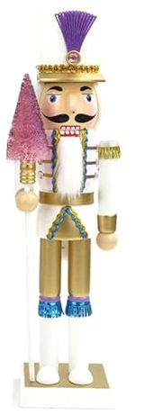 QRONCES Arbre de Noël en bois Casse-noisette Soldat Ornement en bois Artisanat Ornement pour festival, fête, cuisine, décoration, cadeau, boîte cadeau lumineuse blanc chaud