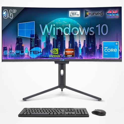 SIMPLETEK - PC All in One con Schermo Curvo da 34 4K Wide | Processore Core i5 | Windows 10 Pro | 32GB RAM SSD 2TB | GTX1660 6GB | Webcam 2K integrata