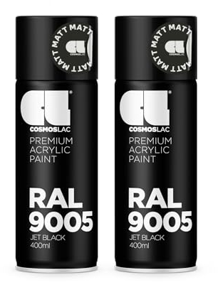 COSMOS LAC Sprühlack Sprühdose - 400ml - Sprühfarbe für den DIY-Bereich, geeignet für alle Oberflächen - Lackspray (2, RAL 9005 - schwarz matt)