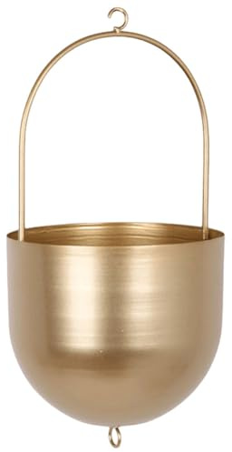 Kexpery Hängende Pflanzkörbe aus Metall, kreative hängende Pflanztöpfe, minimalistischer Blumentopf, Behälter für Innen- und Außenbereich, Garten, Balkon (Gold L)