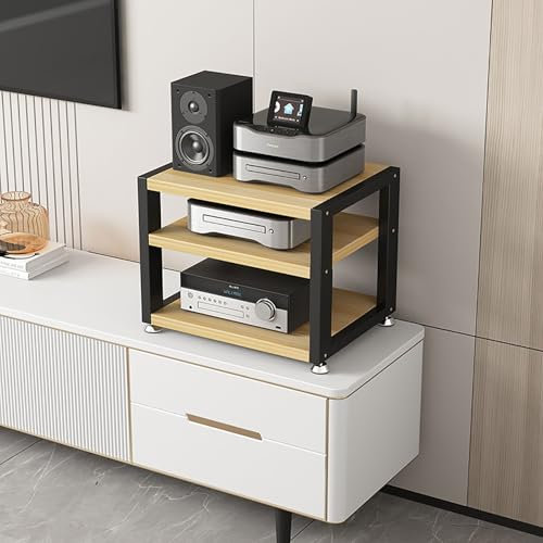 Multifunktionales Ablageregal Audio-Rack Vintage Plattenspieler-Ständer Medienregal Beistelltisch Plattenspieler Regal mit Aufbewahrung für Wohnzimmer Aufnahmestudio Spielzimmer.(Wood color,40x35x35.5