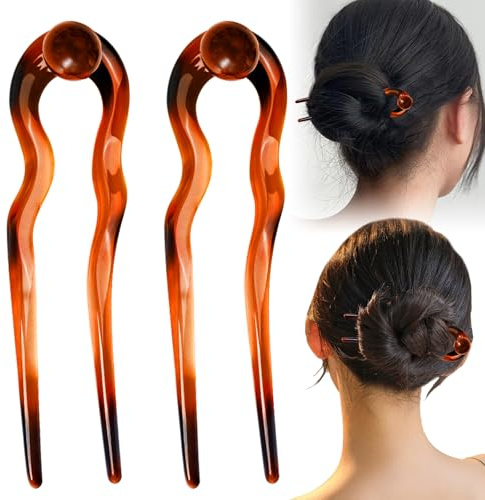 2 Stück french hair pin,U-förmige Französische Haarnadel,French Twist Hair Stick Haarspangen Damen Französisch Haarspange Haargabel Hair Pins French Clip für Frauen Mädchen Alle Haartypen