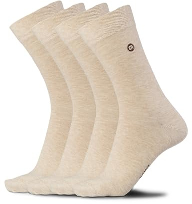 QSOCKS Business Herrensocken Anzugsocken aus Bio-Baumwolle 4X Paar (DE/NL/SE/PL, Numerisch, 43, 46, Regular, Regular, Beige)