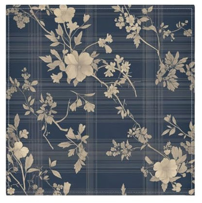 Graue Vintage-Blumen-Servietten, Stoffservietten, wiederverwendbar, waschbar, knitterfrei, für Hochzeit, Ostern, Servietten, 6 Stück, 50,8 x 50,8 cm