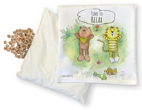 JANOSCH Kirschkernkissen – Wärmekissen für Mikrowelle – Kirschkern-Kissen für Babys, Kinder & Erwachsene – Entspannung für Bauch, Nacken & Schulter – Personalisierbares Geschenk, 20x20 cm Körnerkissen