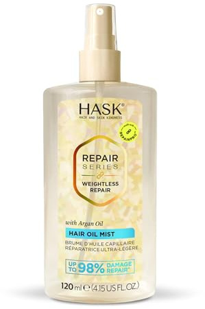 HASK Weightless Repair Hair Oil Mist mit Arganöl, repariert Schäden, weicht, verleiht Glanz, leicht & nicht fettend, sulfatfrei, tierversuchsfrei, farbsicher - 120ml