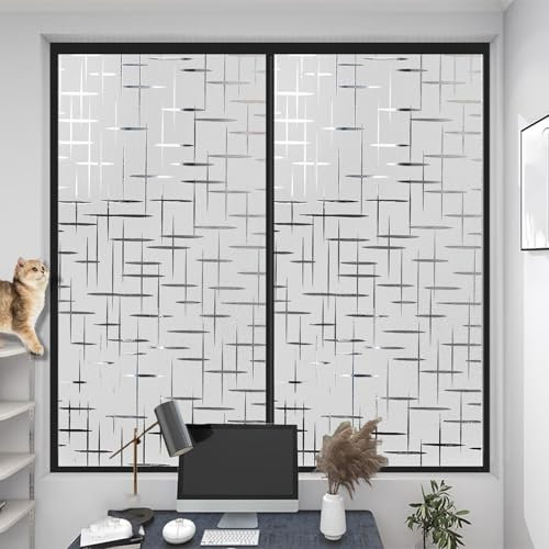 Fensterfolie Blickdicht von Aussen 110 x 210 cm, Selbstklebend Ohne Kleber Statische Blickdicht Matt, Sichtschutz Anti Uv, Fensterfolie Blickdicht Badezimmer, Doji