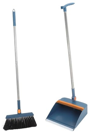 IMIKEYA Broom Dustpan for Home Kitchen Office Garage Stainless Steel Handle Standing Upright Dustpan Cleaning Supplies for Floor Sweep