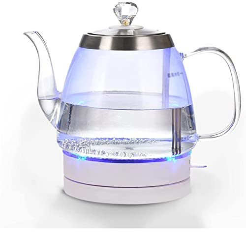 Glass Kettle Stainless Steel Electric 1.2L 1500W Fast Boiling 360° Rotation with LED Light Energy Saving