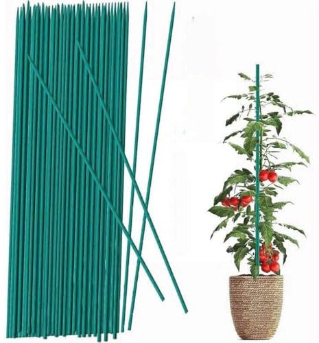 Grüne Pflanzenstützstäbe – 50 Stück, 60 cm Bambusstäbe – wetterfeste Stöcke für Blumen – 61 cm Holzstäbe für Haus oder Garten – ideal für die Herstellung von Gartenstativen