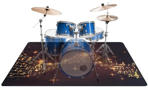 OUUTMEE 200 x 160 cm,Schlagzeugteppich, rutschfeste Schlagzeugmatte, Übungsunterlage für elektronische Schlagzeuge, Schlagzeugzubehör für Jazz-Schlagzeug-Kits Bodenschutz (Musiknotenmuster)
