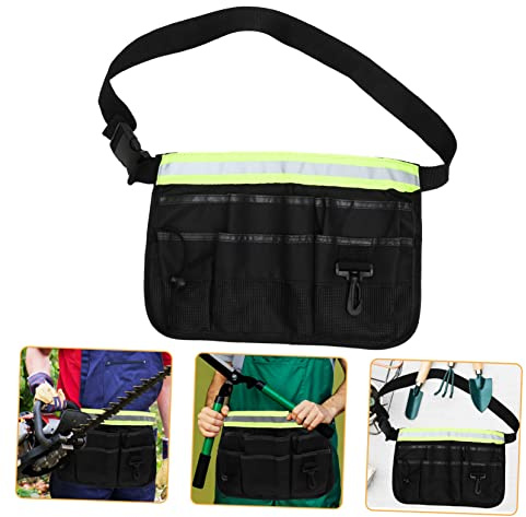 Veemoon Adjustable Utility Tool Belt Pouch with Reflective Black Canvas for Gardeners and Carpenters – Sturdy Waist Bag Organizer for Men and Women Gardening Work