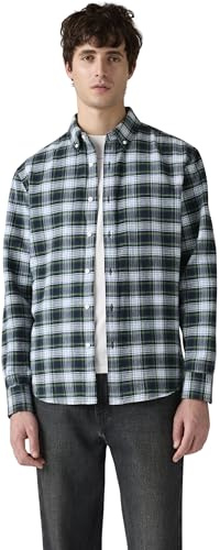 Levi's Uomo Camicia con Colletto Kent, Relaxed Fit, Verde (Raffa Plaid Dark Gre), XS