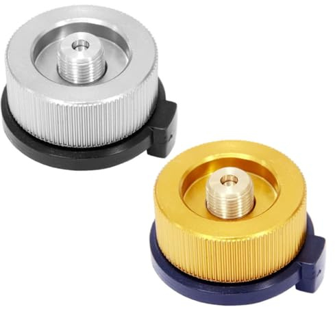 GNHG Adattatore per Cartuccia a Gas – 2 Pezzi per Fornello da Campeggio, Accessorio da Picnic All'Aperto, Colori Oro e Argento Adattatore per Cartuccia a Gas adattatori
