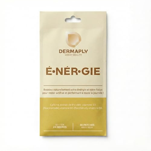 Patchs Naturels & Vegan – Nutriments Essentiels pour Sommeil, Énergie, Ménopause & Revitalisation - Dermaply | 30 Patches | 100% Naturel (Énérgie)