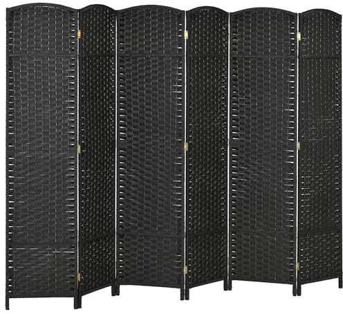 HOMCOM 6 Panel Folding Room Divider, Freestanding Privacy Screen for Living Room, Bedroom and Office, 240 x 170cm, Black
