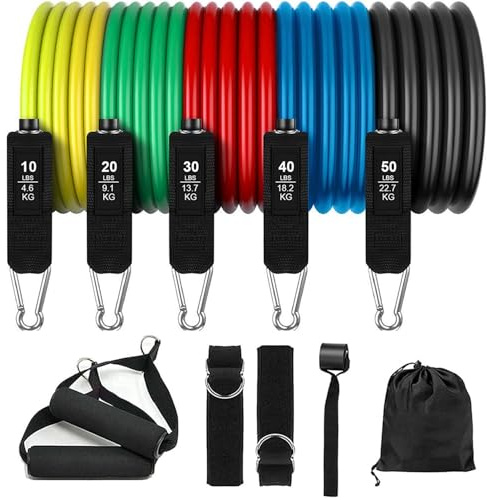 Resistance Bands Widerstandsbänder Set: 5 Widerstandsbänder Expander Tube Bands - Fitnessbänder Resistance Bands Set Klimmzugband Fitnessband Bänder für Calisthenics Pilates