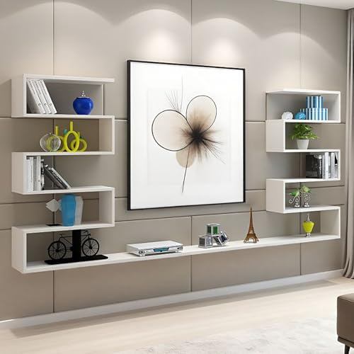 VOLDAX Moderno Mobile Mobile TV Sospeso da Parete, Elegante Mobile TV con Pratica Conservazione Per Soggiorno, Mobile Porta TV Combinabile con Libreria(White,240cm/94.5in)