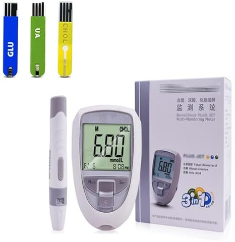 Tester Multifunzione Per Glucosio, Misuratore Di Colesterolo Totale Per Glucosio, Acido Urico 3 In 1, 50 Zuccheri Nel Sangue, 25 Acido Urico, 10 Colesterolo, Memorizzazione 300 Set Di Dati, Kit Per Te