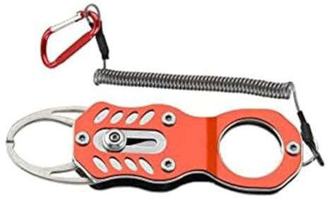 Pince à poisson en aluminium et acier inoxydable – 12 x 3,6 cm – Pince à lèvres pour hameçons, os et poissons vivants, compatible avec utilisation en rivière, lac et océan (rouge)