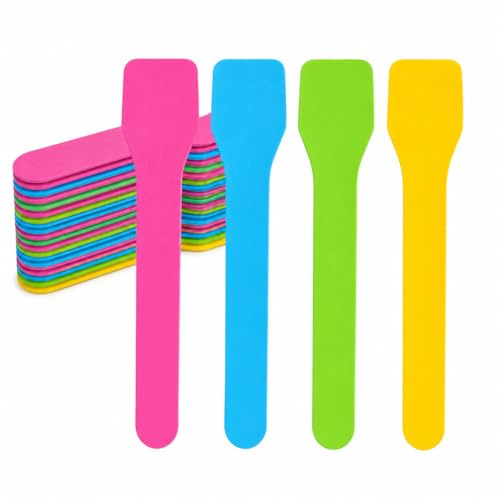 Ameisenkeks® 100 cucchiai da gelato di carta, colorati, 9,5 cm, certificati FSC®, senza plastica, usa e getta, per gelato, dessert, sorbetto e da asporto, colori misti in rosa, blu, verde, giallo