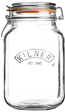 Kilner Square Clip Top Jars 1.5L - Case of 12 | Kilner Preservation Jars, Storage Jars, Jam Jars with Clip Top Lid