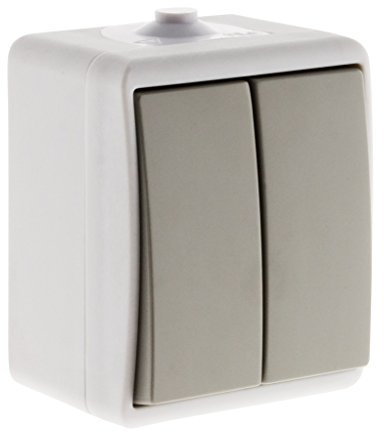 Zenitech - Interruttore a Due Vie Impermeabile IP54 - Interruttore Resistente all'Acqua per Uso Esterno - Collegamento a Vite Conforme alle Normative CE e NF - Grigio Chiaro