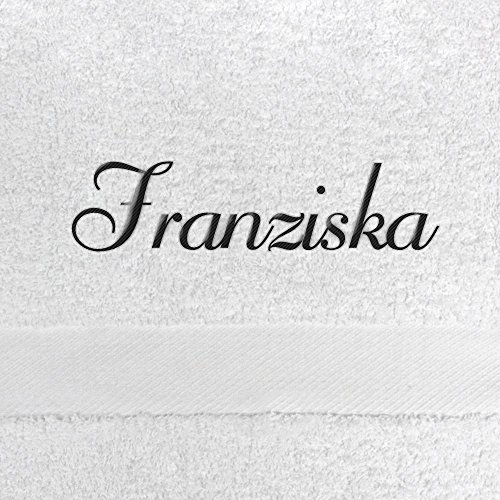Saunahandtuch mit Namen Franziska bestickt, 100x180 cm, weiß, extra flauschige 550 g/qm Baumwolle (100%), Badetuch mit Namen besticken, Saunatuch mit Bestickung