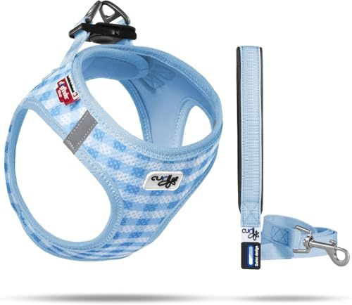 Vest Harness Air-Mesh Skyblue-Caro 3XS & Leash M