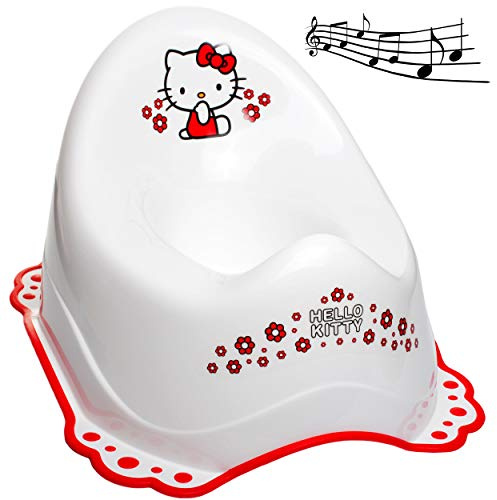 alles-meine.de GmbH Musik & Sound - Anti RUTSCH - Töpfchen/Nachttopf/Babytopf - weiß - rot Helllo Kitty - Katze Bieco - Melody - mit großer Lehne + Spritzschutz - rutschf..