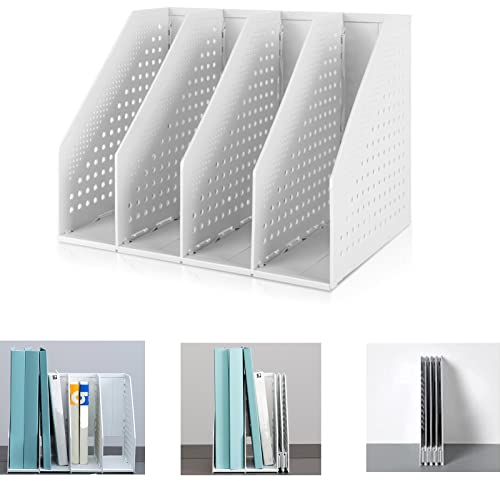 Marte Vanci Faltbarer Stehsammler A4, Zeitschriftenhalter mit 4 Fächern, Schreibtisch-Organizer Aktenordner Aktenmagazinhalter für Büro Schule Hause Bücherregal, Schrank Dokumente Organisation