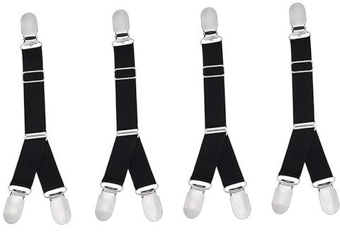 2 Paare (4 STÜCKE) Verstellbare elastische Strumpfclip-Strumpfgürtel Double-Way-Entenschnabelschnalle rutschfeste Strumpfclip-Socken Hemden Stehhalter-Verriegelungsklemmen