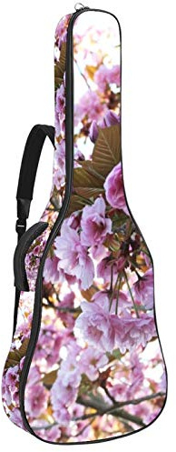 Gitarrentasche mit Reißverschluss, wasserdicht, weich, für Bassgitarre, Akustik- und klassische Folk-Gitarre, Zweig Pink