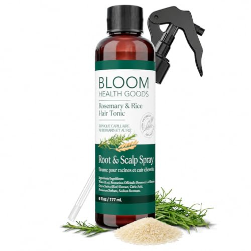 Bloom Health Goods Fermented Rice Water & Organic Rosemary Hair Growth Spray - For Softer, Stronger Hair (6 oz)