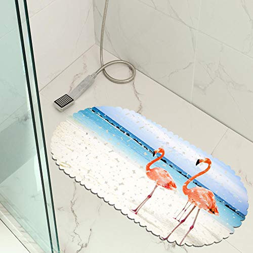 Jaeknxcg Badewanneneinlage rutschfest Badematten für Wanne Duschmatte mit Abflusslöchern Saugnäpfe Maschinenwaschbar 35X70CM Strand