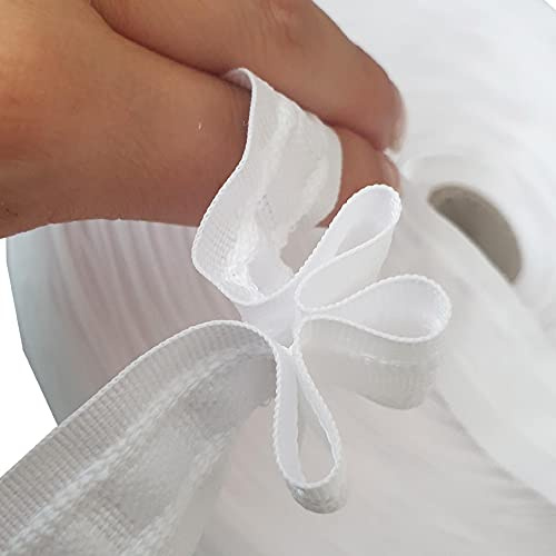 Bestlivings Ruban fronceur avec 3 plis - Blanc - 25 mm (longueur : 5 m - 50 m) - 1:2 - À coudre - Pour tissus, rideaux et rideaux