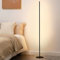 EDISHINE Lampadaire LED sur Pied Salon, 147cm Dimmable Colonne Lumineuse, 3000K Blanc Chaud, Moderne Lampe D'Ambiance, Interrupteur au Pied, Decoration Intérieur pour Salle de Jeu, Noir