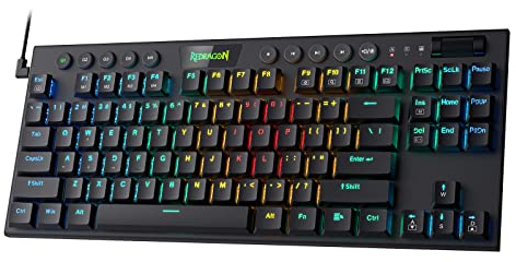 Redragon K622 Horus TKL RGB Clavier mécanique de Jeu Filaire Ultra-Fin avec Touches discrètes, contrôle multimédia dédié et Interrupteur Rouge linéaire, Logiciel Professionnel Pris, US Layout