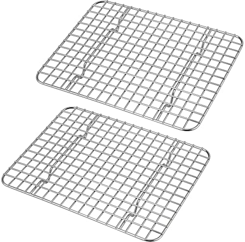Joyfair Abkühlgitter, Edelstahl Kleines Kuchengitter Auskühlgitter 2er Set, Rechteckiges Kühlgitter Backgitter zum Backen/Kühlen/Braten/Grillen, 24.8cm×19cm×2cm, Gesund & Rostfrei & Spülmaschinenfest