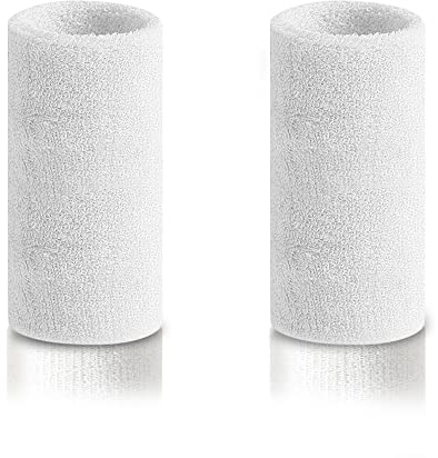 2 Stück schweißband Handgelenk 6 Zoll Lang Schweißbänder Elastische Athletische Absorbierende Wristbands für Fußball Basketball, Leichtathletik (Weiß)