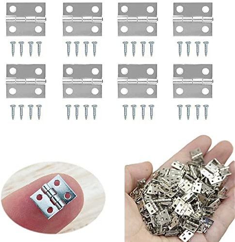 Lxoraziy 100 Pièces Petite Mini Charnières, Métal Charnière, Charnières Vintage avec Clous, pour Boîte à Bijoux, DIY Boîte, Modèle Jouet, D'art Artisanat